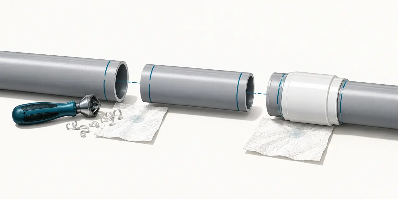 Pose d'un manchon pour réparation durable de tuyau PVC