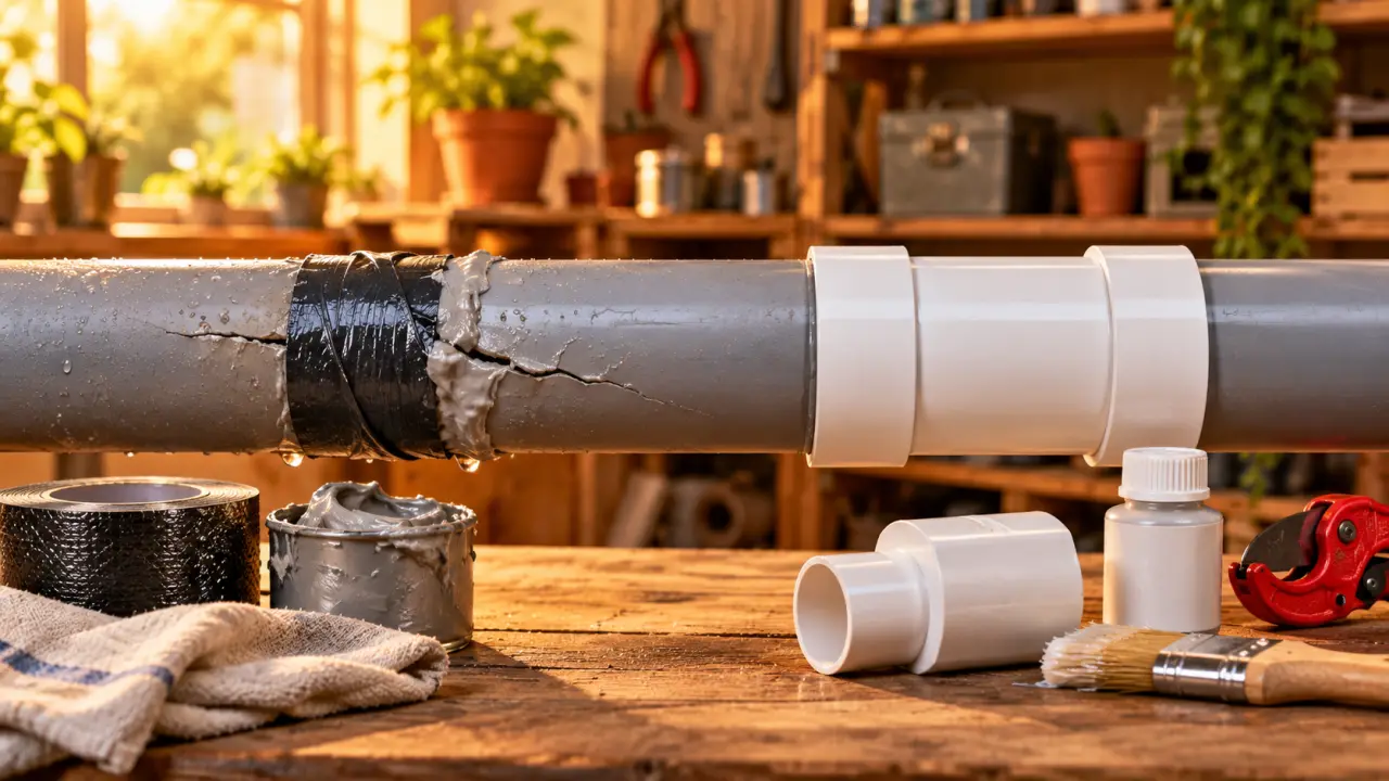 Réparer un tuyau PVC : colmatage temporaire ou manchon durable ?